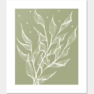 Sage Green Leaves Posters and Art